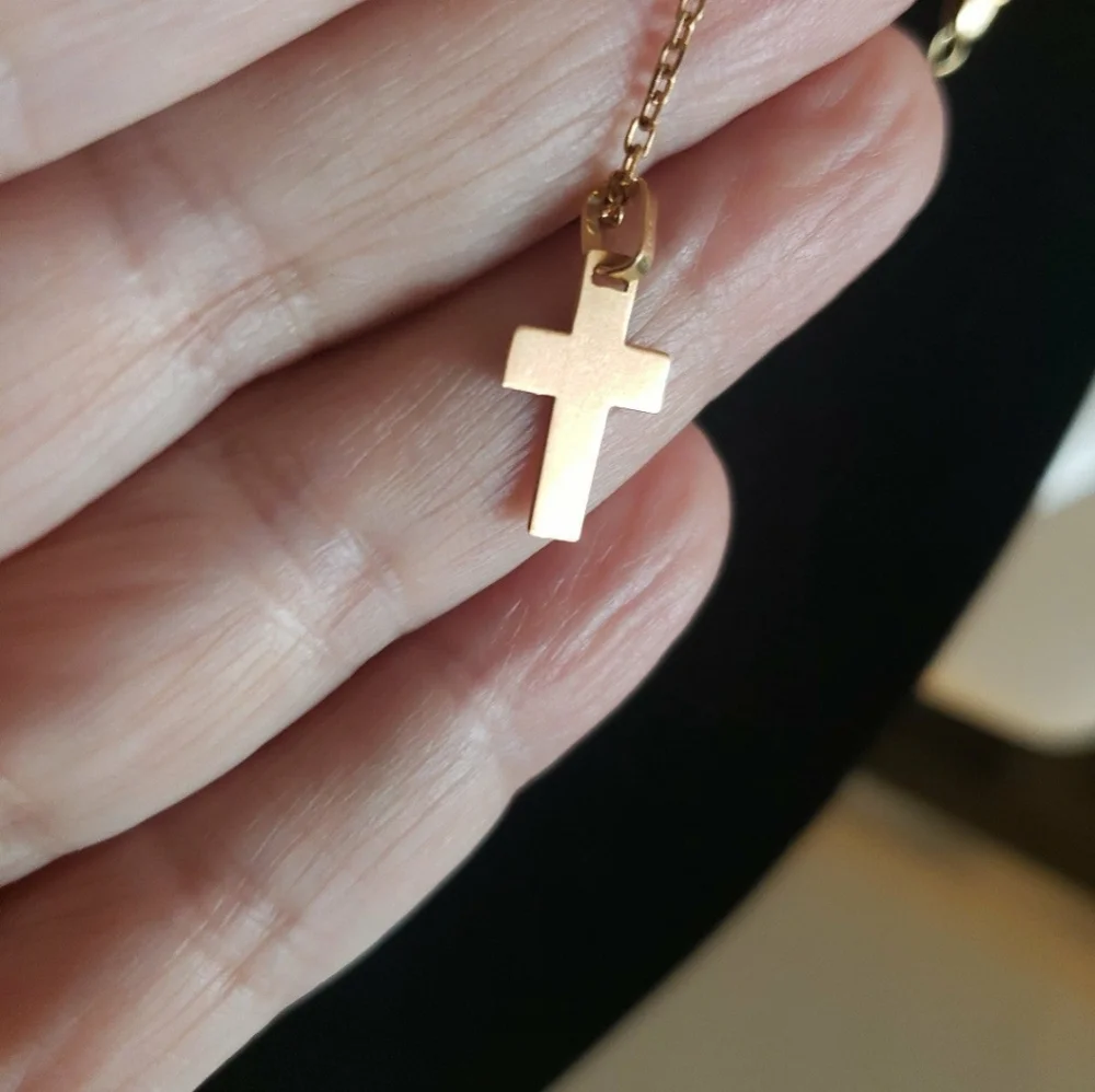 Cross Pendant Necklace gold 18kl Kids Name Bryan New Vintage - Picture 8 of 13